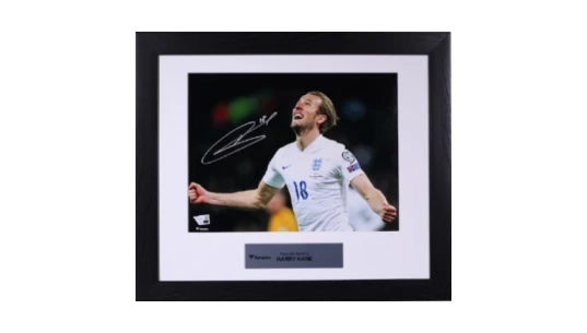 England Harry Kane England Signed First England Goal Celebrating Spotlight Print - Framed