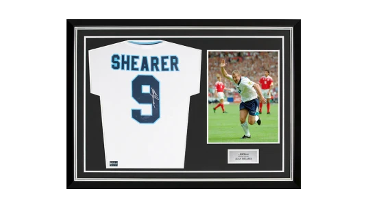 Alan Shearer Back Signed England 1996 Home Shirt In Hero Frame: Option 1