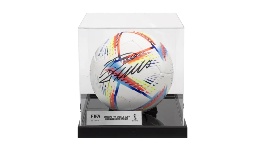 Cristiano Ronaldo Official 2022 World Cup Signed Football In Acrylic Case