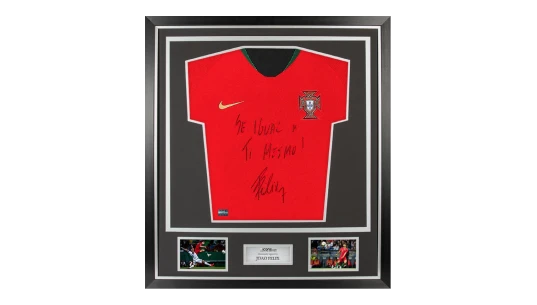 Joao Felix Front Signed Portugal 2019-20 Home Shirt In Classic Frame: "Se Igual A Ti Mesmo" Edition