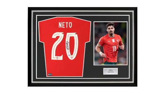Pedro Neto Back Signed Portugal 2025-26 Home Shirt In Hero Frame: Option 1