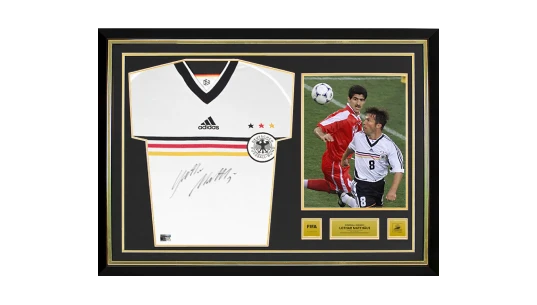 Lothar Matthaus Official 1998 World Cup Front Signed & Hero Framed Germany 1998-00 Home Shirt