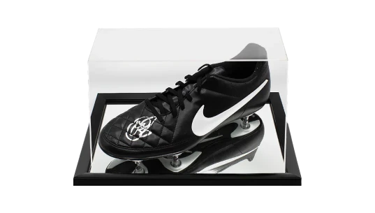 Ole Gunnar Solskjaer Signed Black & White Boot In Acrylic Case
