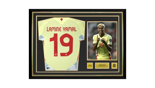 Lamine Yamal Official 2026  World Cup Back Signed & Hero Framed Spain Authentic 2024-25 Away Shirt