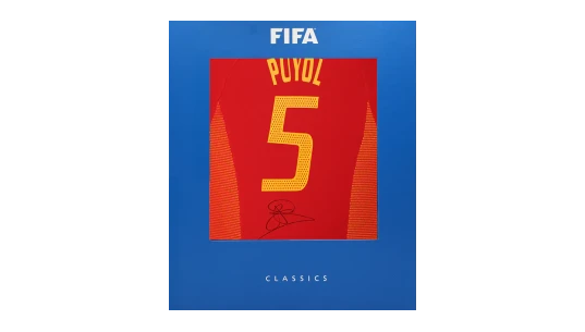 Carles Puyol Official World Cup Back Signed Spain 2004-06 Home Shirt In Deluxe Packaging