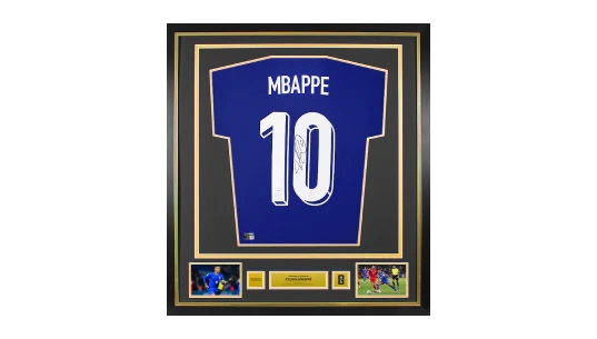 Kylian Mbappe Official 2026 World Cup Back Signed & Framed France 2024 Home Shirt