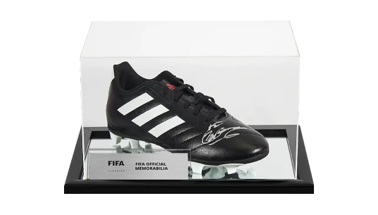 Chris Waddle Official  World Cup Signed Black Boot In Acrylic Case