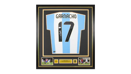 Alejandro Garnacho Official World Cup Back Signed & Framed Argentina 2024-25 Home Shirt