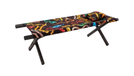 Snakes-Print Pool Bed - Black/Multicolour
