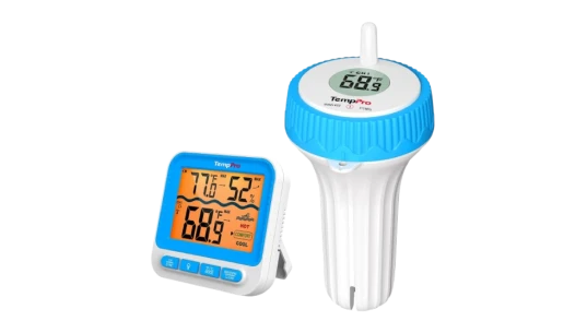 Waterproof Wireless Pool Thermometer - White/Blue