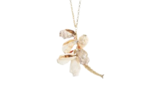 Shell-Pendant Cable-Link Necklace - Gold-Tone