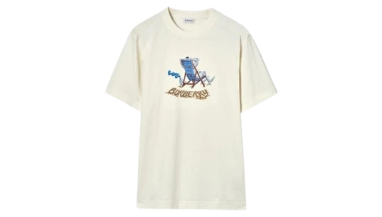 Beach Knight Cotton T-Shirt - White/Blue
