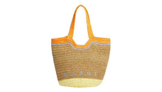 Paper Raffia Seaside Shoulder Bag - Light Brown/Multicolour