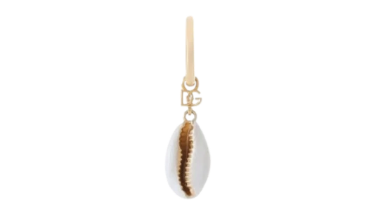 Shell-Pendant Earring - Gold-Tone