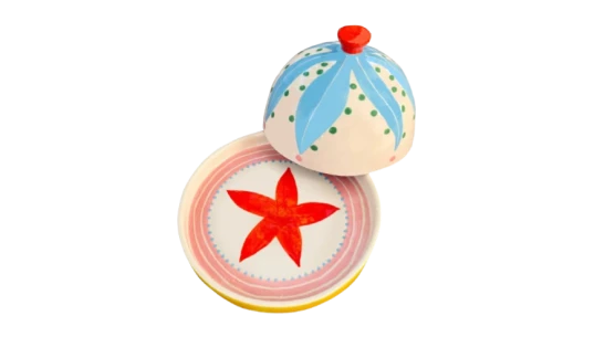 Starfish Butter Dish - Off-White/Multicolor