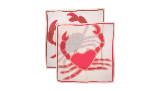 Crab Linen Napkins Set Of 2 - White/Red