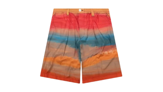 Sunset-Print Shorts - Red/Multicolor