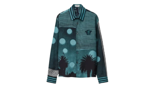 Sunset Palms-Print Shirt - Blue