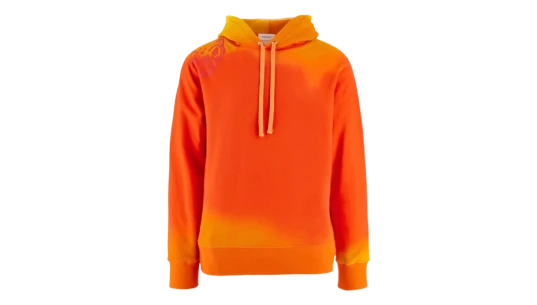 Sunset-Print Cotton Hoodie - Carrot Orange