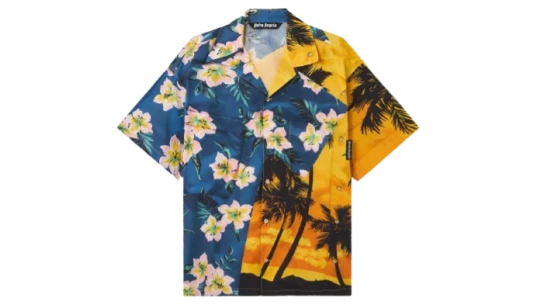 Floral Sunset Short-Sleeve Shirt - Blue/Orange