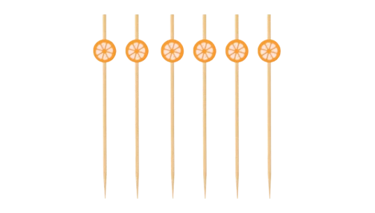 Orange Bamboo Cocktail Picks 100 Pcs