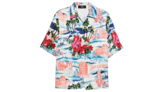 Tropical-Print Short-Sleeve Shirt - Blue/Multicolor