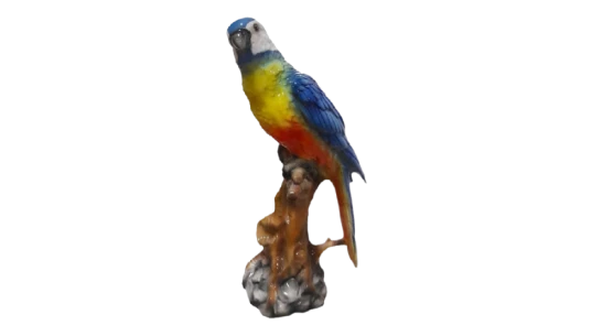 Large Parrot Porcelain Sculpture - Multicolor