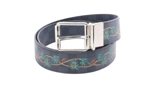 Damier Print 40mm Reversible Belt - Damier Cobalt Checkered Canvas