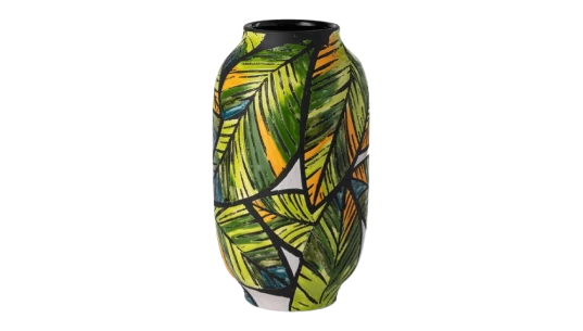 Tropical Embossed Ceramic Vase - Multicolor/Black