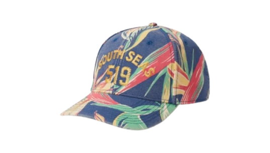 Tropical-Print Baseball Cap - Navy Blue