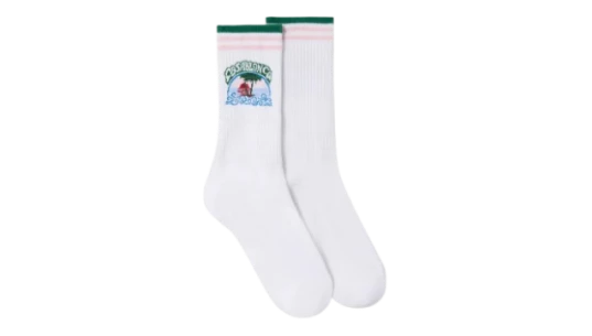 Palm Tree Emblem Sock - White