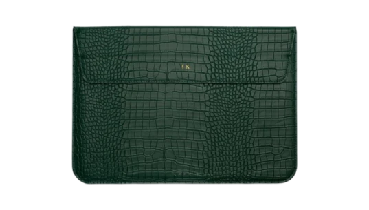 Dark Green Lizard Texture Personalized Laptop Sleeve with Stand - Dark Green