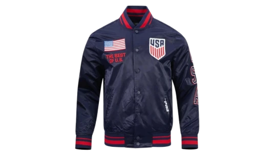Classic Satin Jacket - Navy/Red