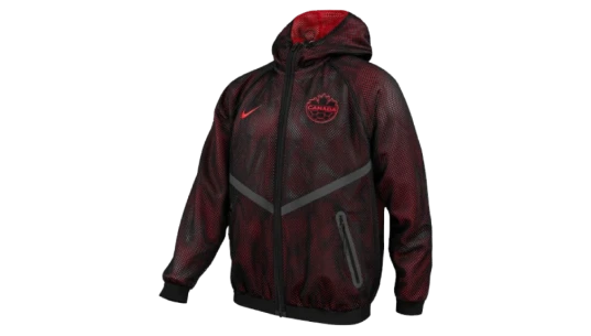 Canada Soccer Anthem Mesh Dri-FIT Full-Zip Hooded Jacket - Black