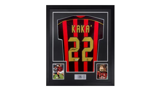 Framed Ricardo Kaka Signed AC Milan Home Soccer Jersey #22 with Beckett Witness
