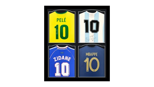 Signed Pele, Maradona, Zidane & Mbappe Framed Shirts World Cup Winners