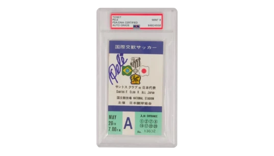 Pele Signed 1972 May 26th Santos FC vs Japan Match Ticket PSA 9 Autograph