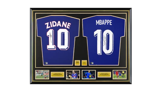 Zinedine Zidane & Kylian Mbappe Official World Cup Signed France Shirts In Dual Frame
