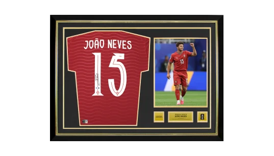 Joao Neves Official World Cup 2026 Back Signed & Hero Framed Portugal 2026 Home Shirt