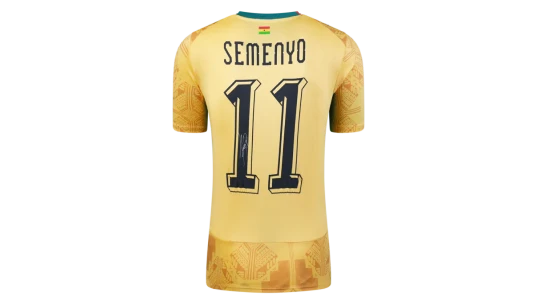 Antoine Semenyo Back Signed Ghana 2025-26 Away Shirt In Deluxe Packaging