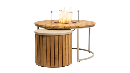 Fire Pit Table Roundy - Acacia Wood & Aluminium 