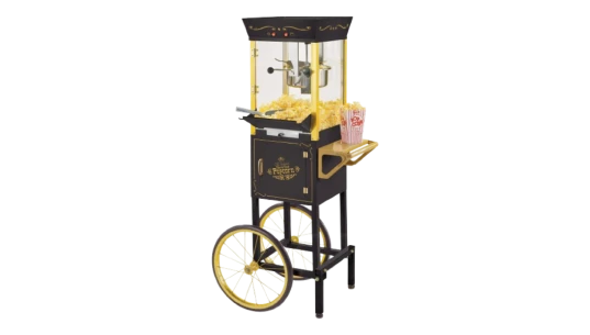 Vintage Professional Popcorn Cart 8-Ounce Kettle 53" Tall - Black