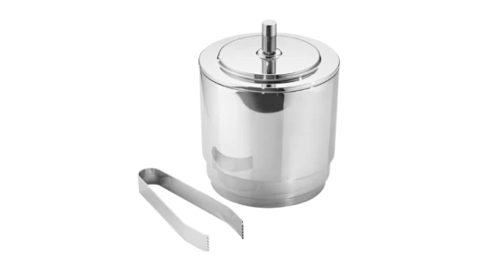 MANHATTAN Ice Bucket With Tongs - Silver