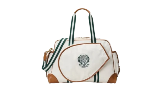 Wimbledon Leather-Trim Canvas Tennis Bag - Deckwash White