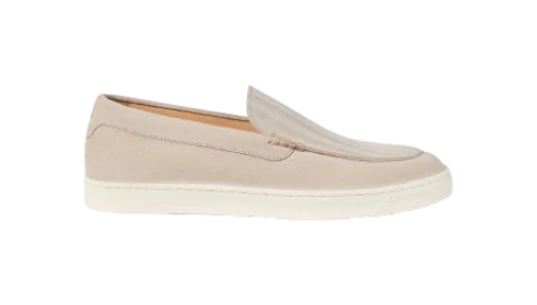 Chevron-Effect Suede Loafers - Oat