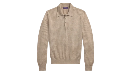 Purple Label Knitted Polo Shirt - Beige