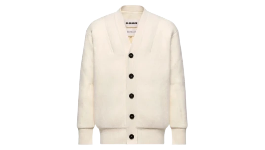 Button-Fastening Cardigan - White/Black