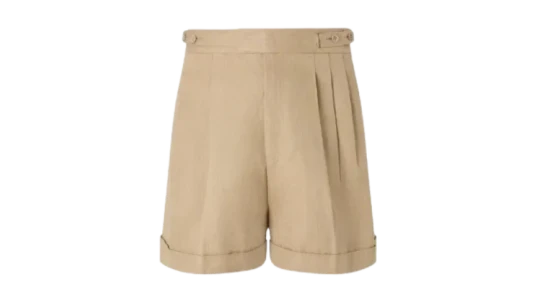 Pleated Linen Shorts - Beige