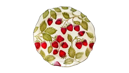 Strawberry Glass Dessert Plate - Multicolor