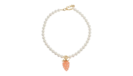 Strawberry-Pendant Necklace - White